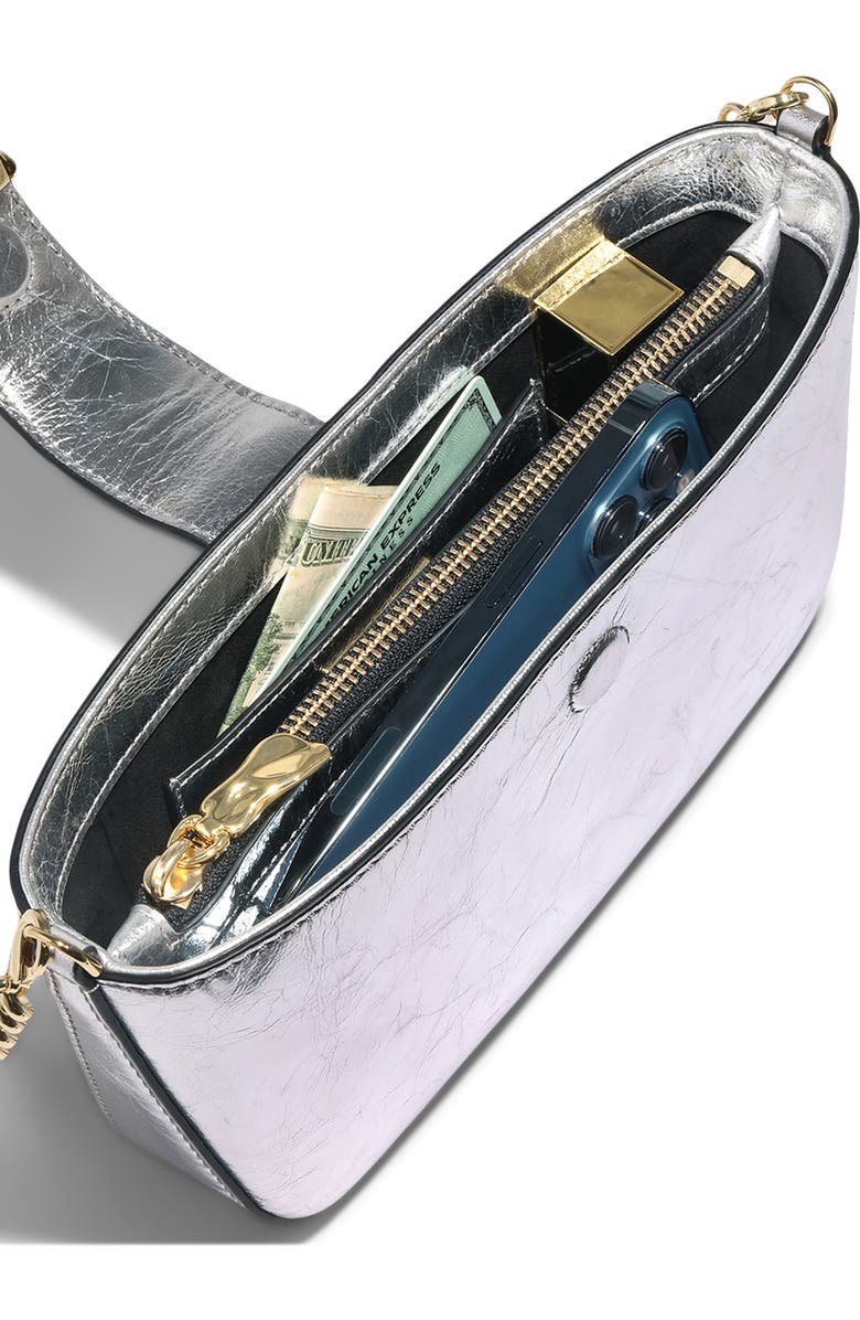 Alexis Bittar Crumple Leather Crossbody Bag, Alternate, color, Silver