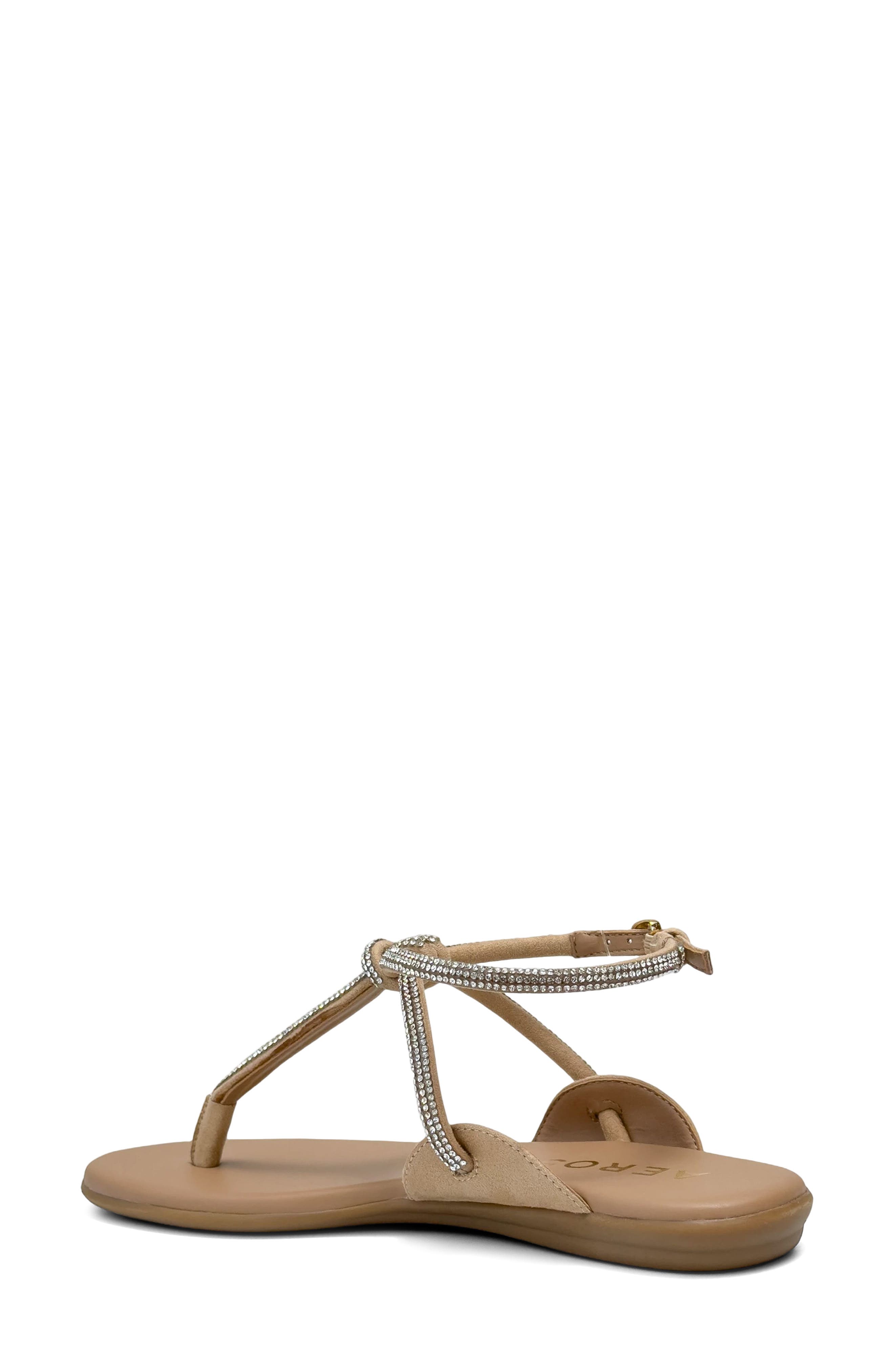 Aerosoles Gioiosa Ankle Strap Sandal, Alternate, color, Beige Bisque Fx Suede/ Crystal