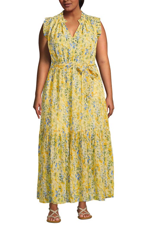 Lands' End Chiffon Maxi Dress With Ruffle Detail In Multi