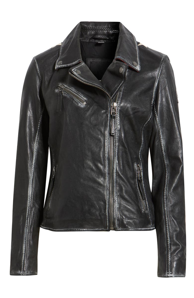 MAURITIUS Christy Leather Moto Jacket, Alternate, color, Vintage Black