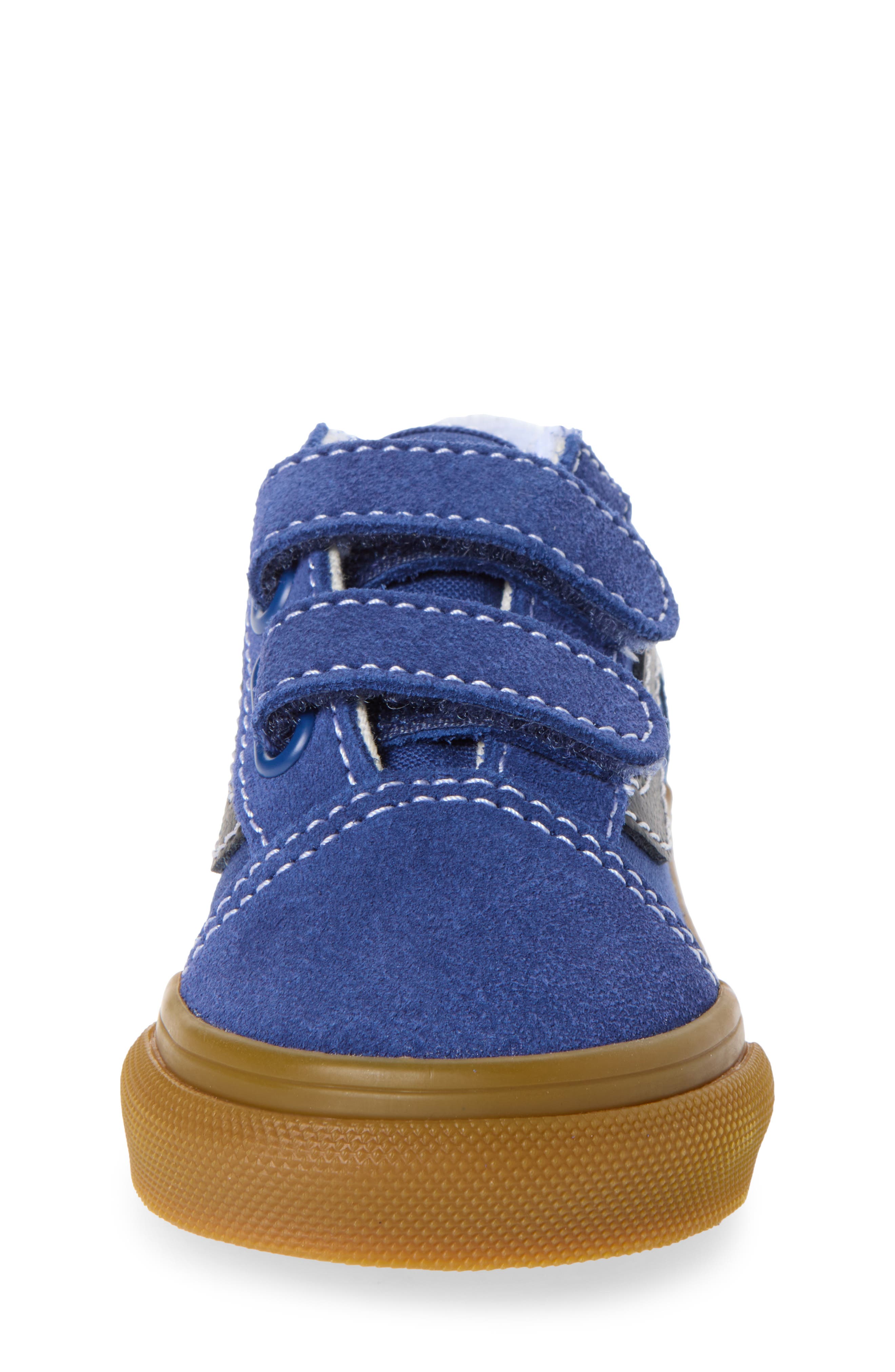 Kids' Old Skool V Leather Sneaker, Alternate, color, GUM TRUE NAVY