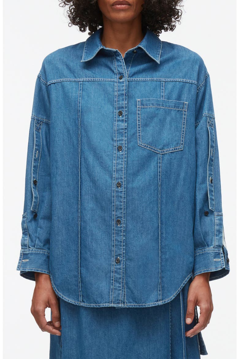 Oversized Cotton Chambray Shirt, Main, color, INDIGO