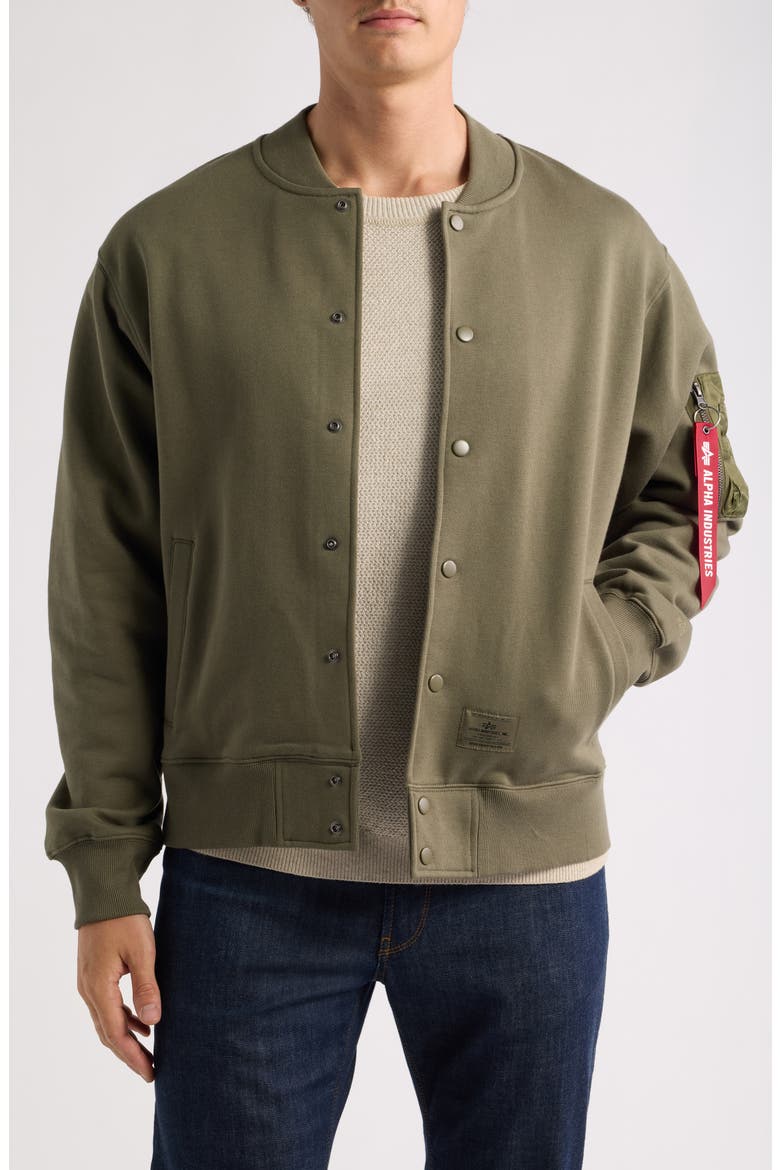 MA-1 Snap Front Sweatshirt, Main, color, OG-107 GREEN