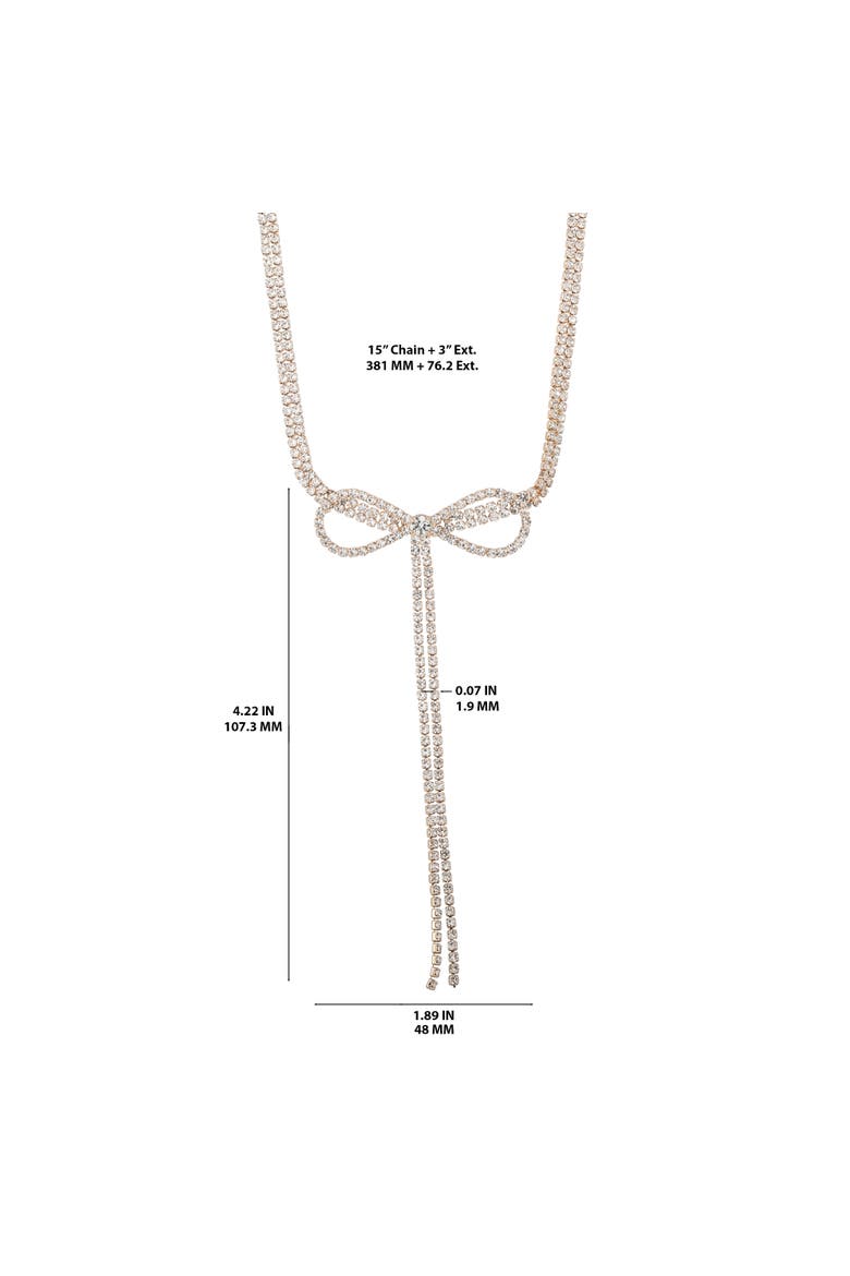 Crystal Double Strand Bow Lariat Necklace, Alternate, color, Gold