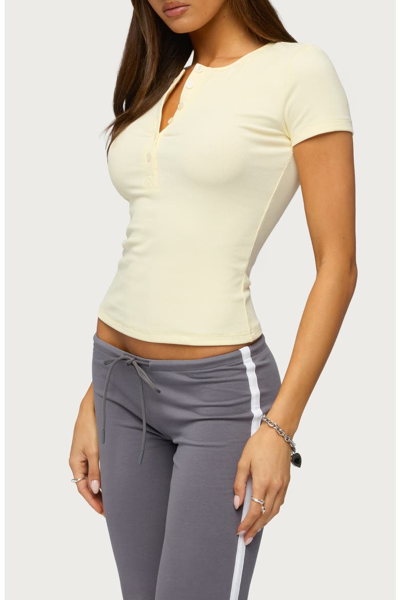 Elisabeth Short Sleeve Henley T-Shirt, Alternate, color, YELLOW