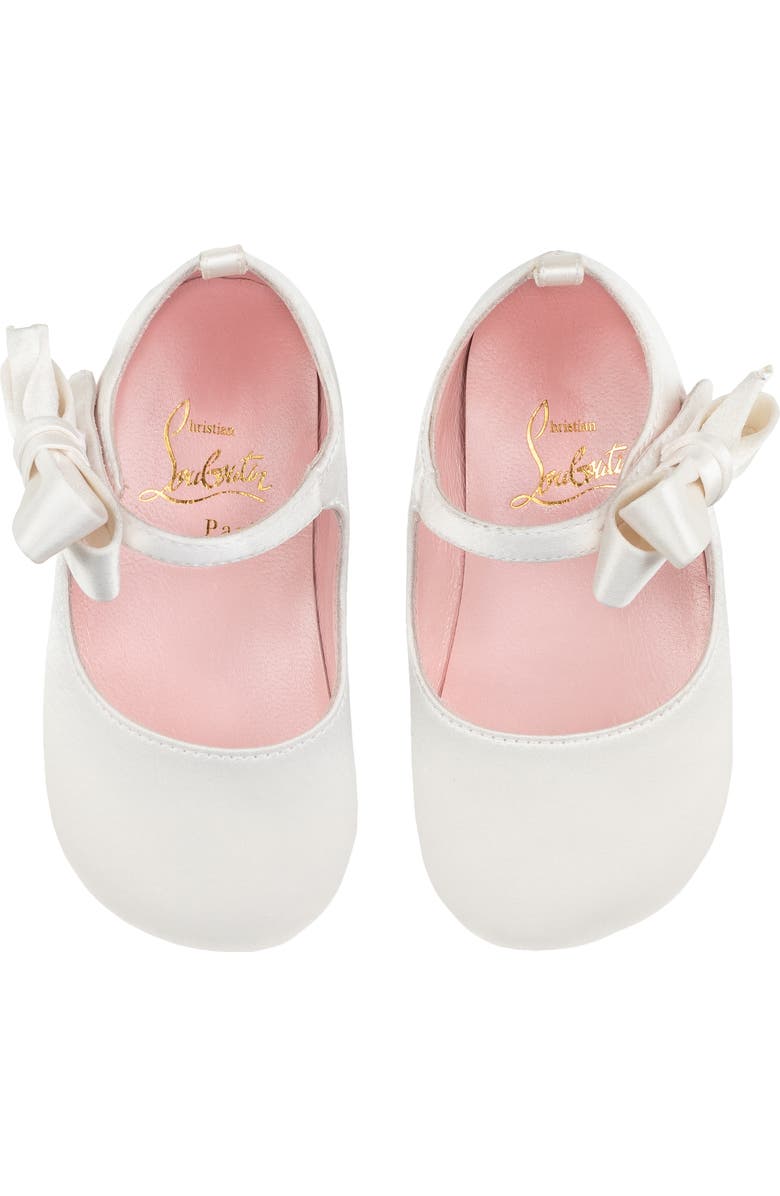 Christian Louboutin Lou Babe Silk Crepe Satin Crib Shoe, Alternate, color,