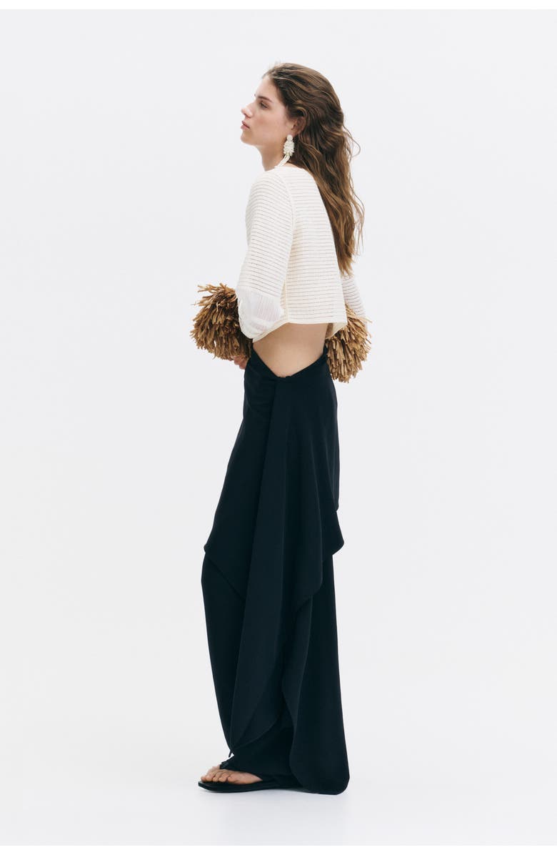H&M Tailored Skirt-layered Trousers, Alternate, color, Black