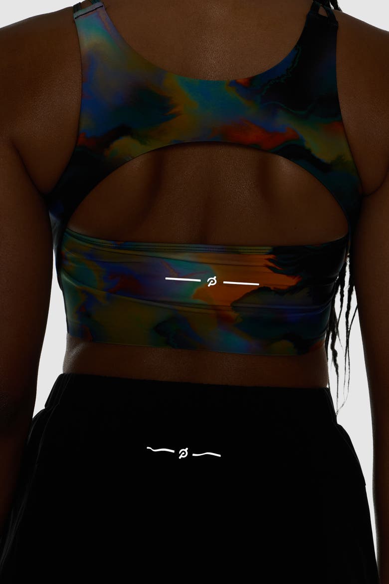 PaceForm Longline Laser Perforated Bra, Alternate, color, Heatmap Print
