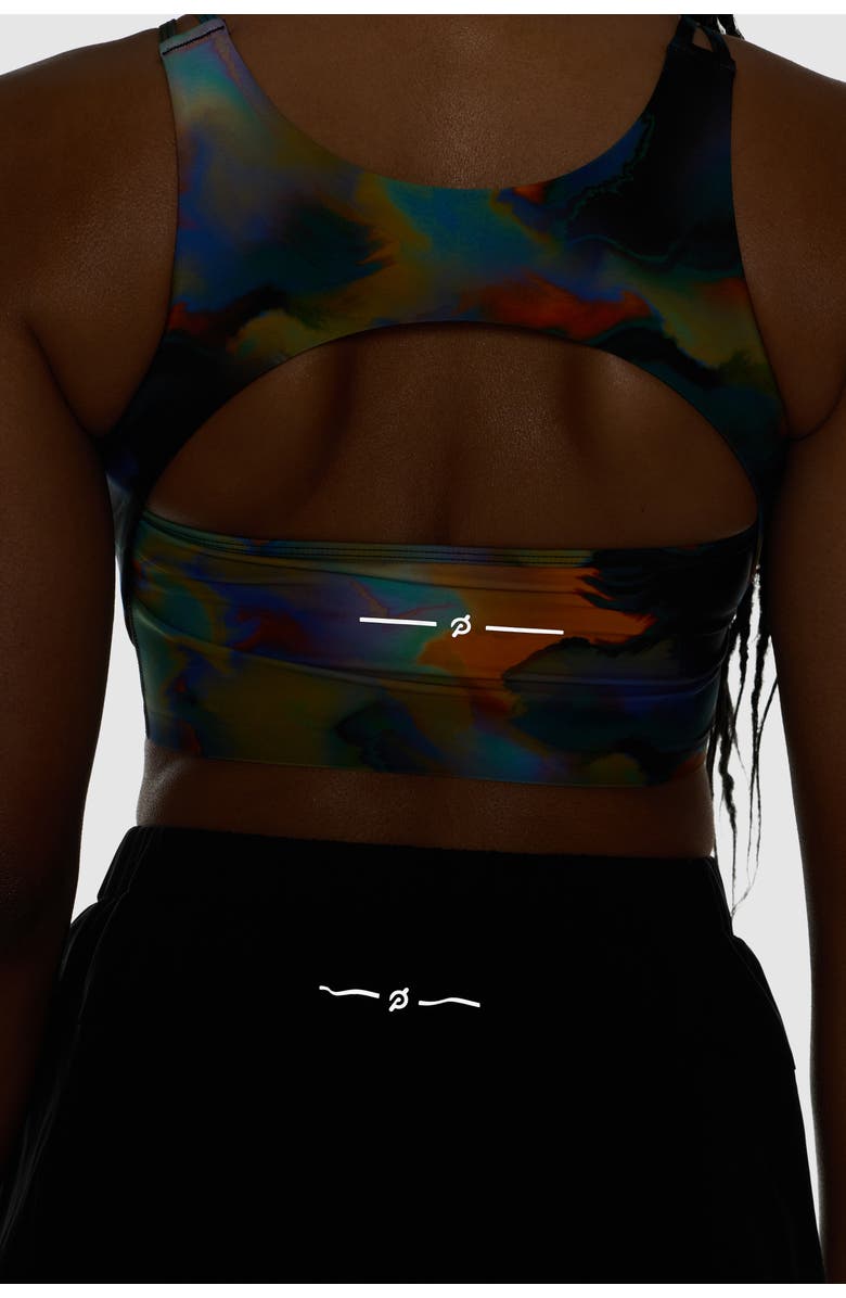Peloton PaceForm Longline Laser Perforated Bra, Alternate, color, Heatmap Print
