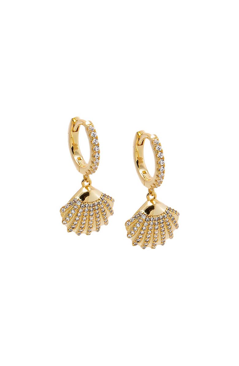 BY ADINA EDEN Pavé Seashell Huggie Earring, Main, color, Gold