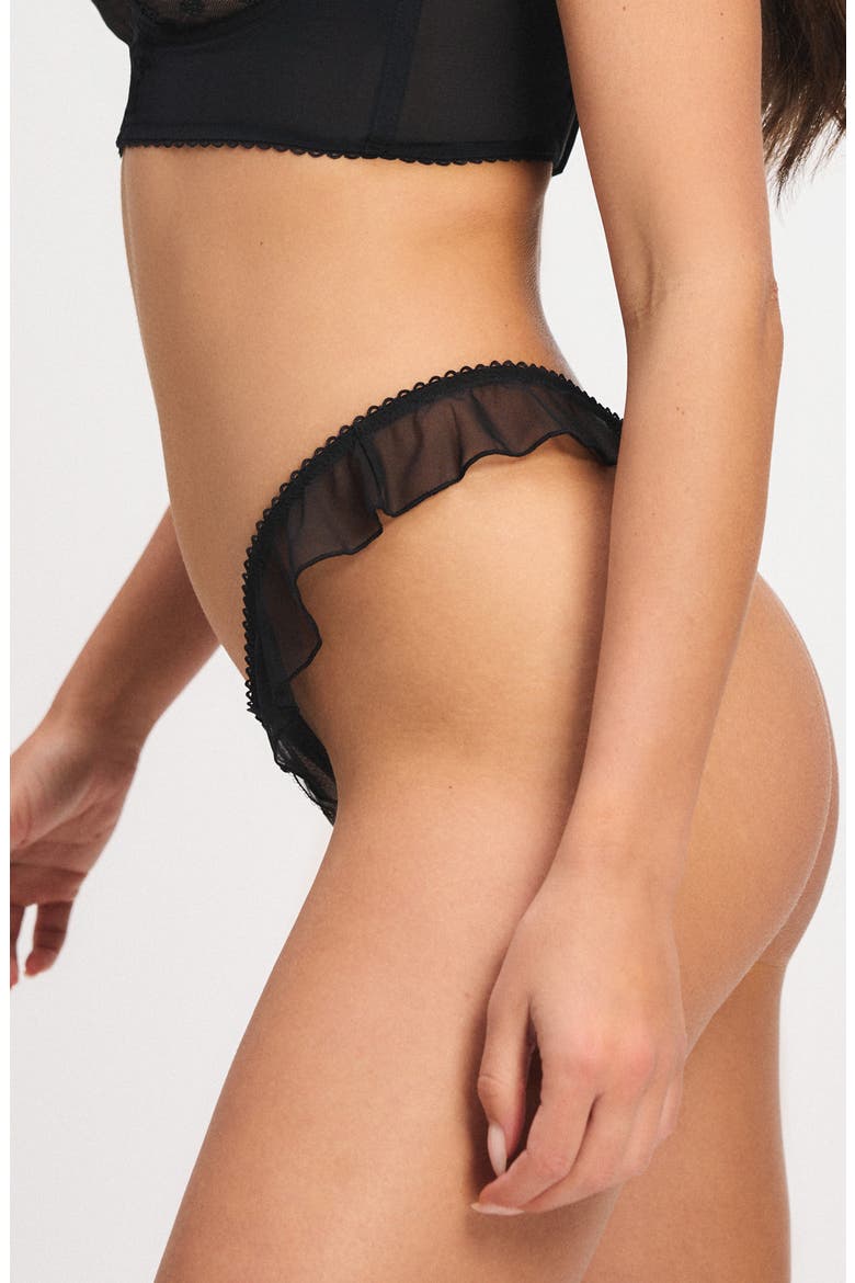 Sweet Fetish Crotchless Brazilian Panties, Alternate, color, BLACK CAVIAR