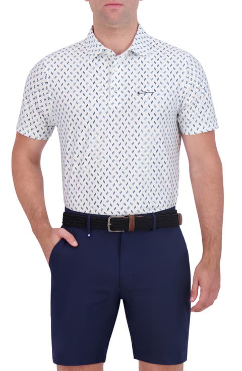 Geo Dot Print Stretch Tech Polo