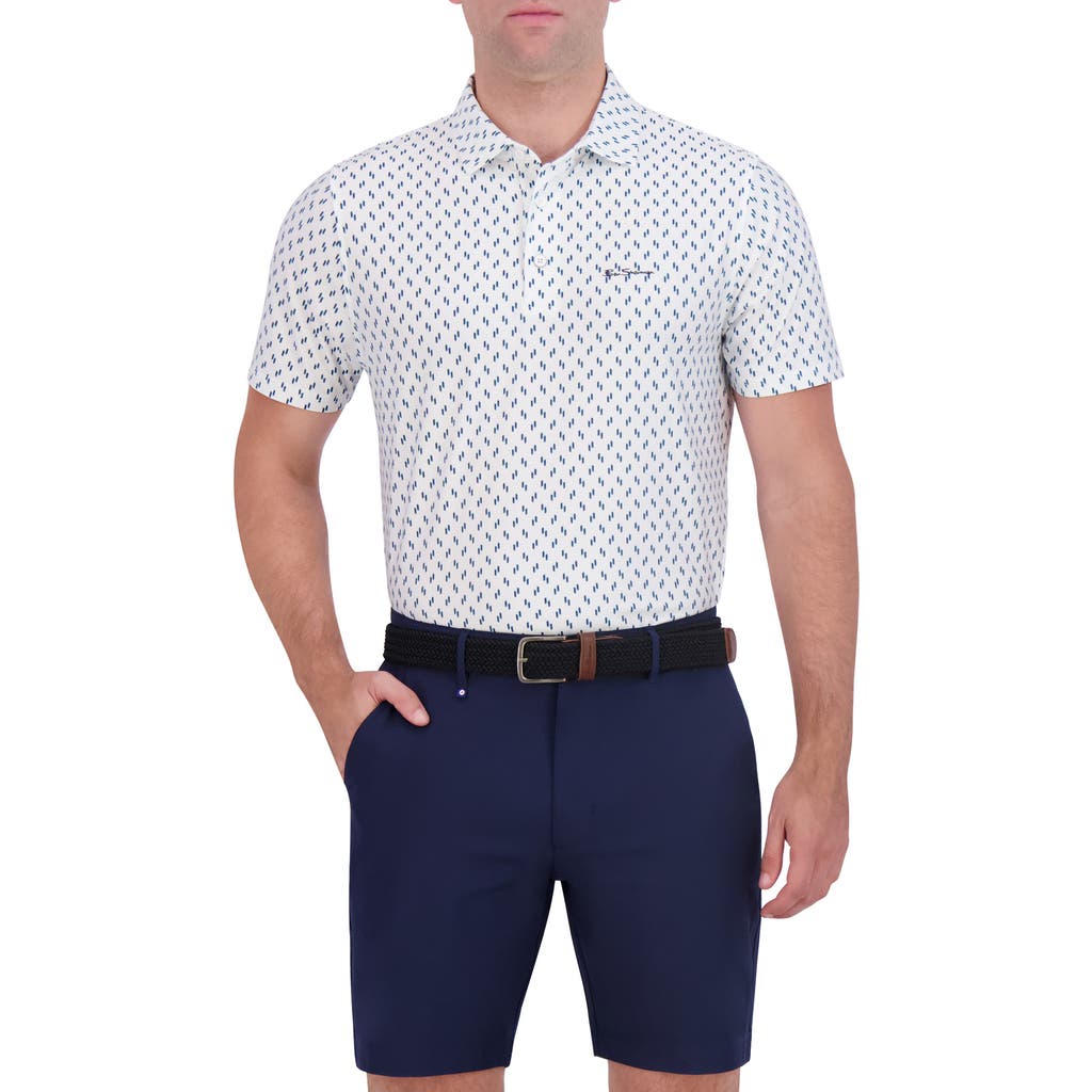 Ben Sherman Geo Dot Print Stretch Tech Polo In Blue