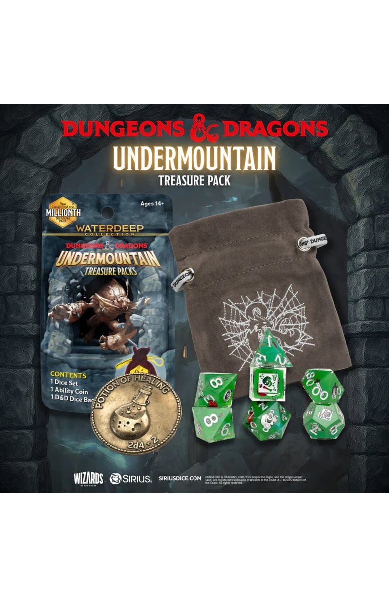 Dungeons & Dragons Undermountain Treasure Pack Display 25pk Dice Coin, Alternate, color, Multicolored