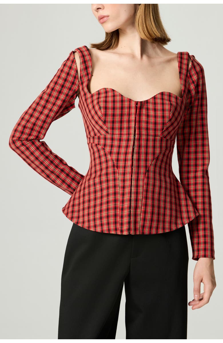 Nocturne Checked Corset Top, Alternate, color, Multi-Colored
