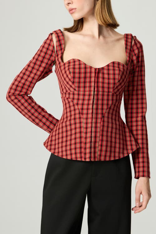 Nocturne Checked Corset Top In Red