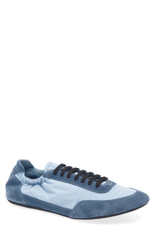 Prada Collapse Re-nylon And Suede Elasticized Sneakers In Blue