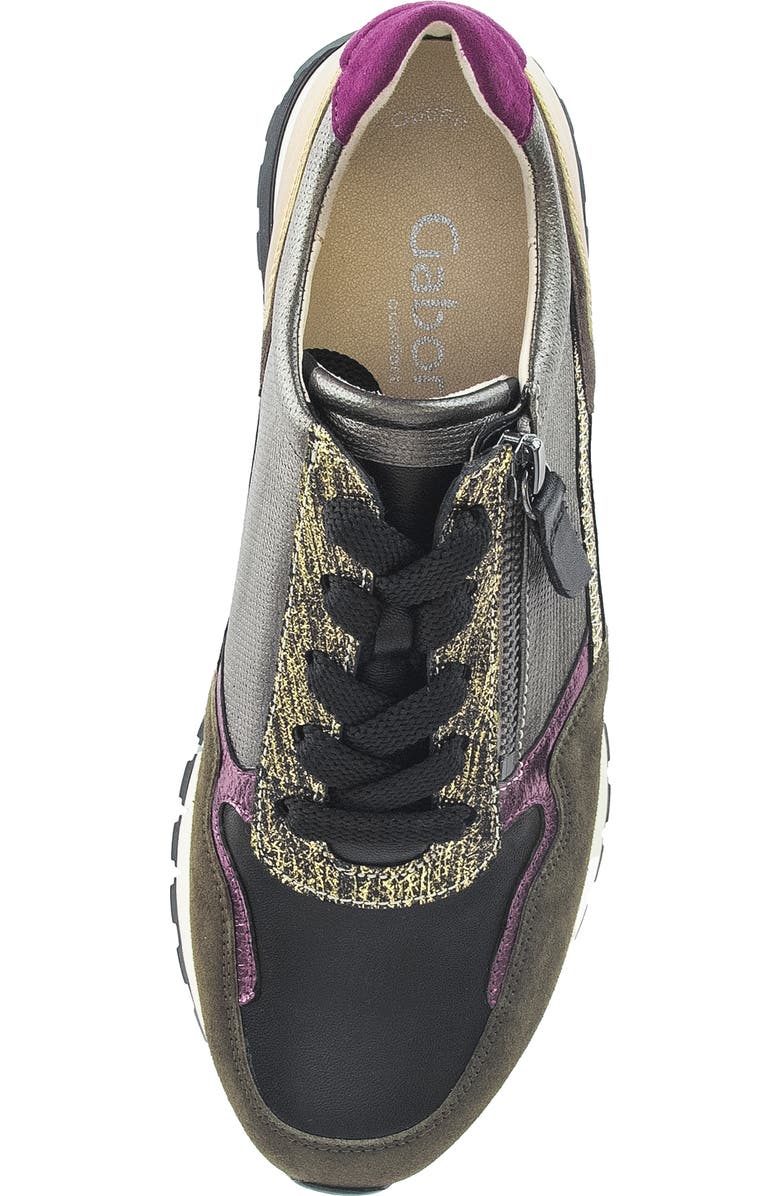 Gabor Leather Zip Sneaker, Alternate, color, Gold