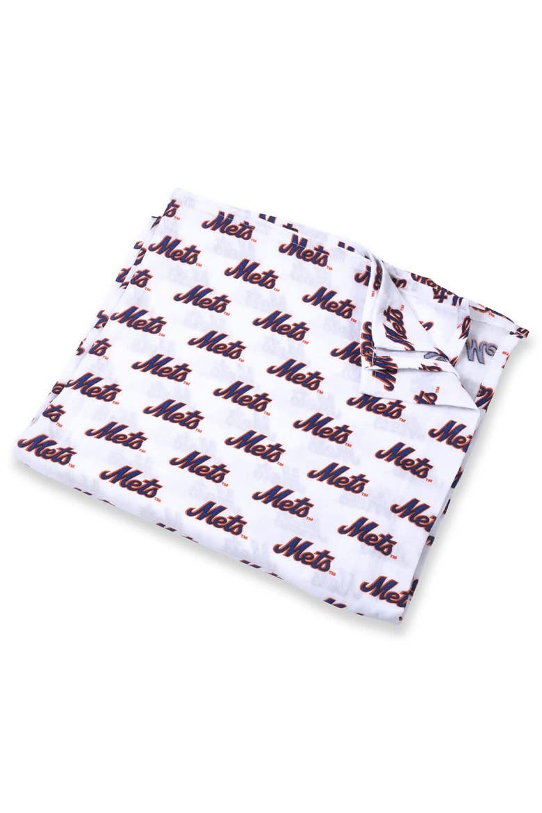Infant Three Little Anchors White New York Mets 47'' x 47'' Muslin Swaddle Blanket, Main, color, White