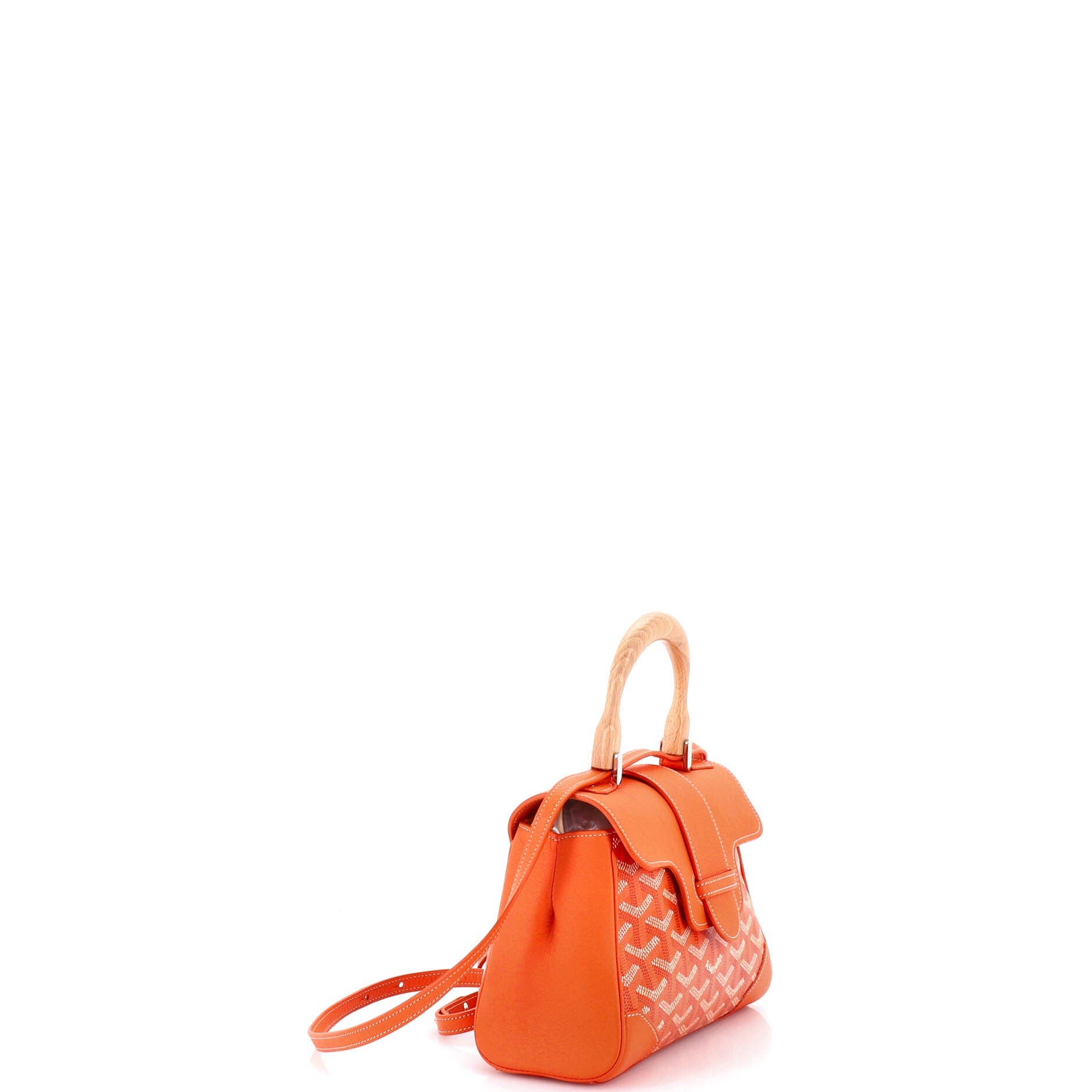 Pre-Owned Goyard Saigon Top Handle Bag Coated Canvas with Leather Mini, Alternate, color, Orange