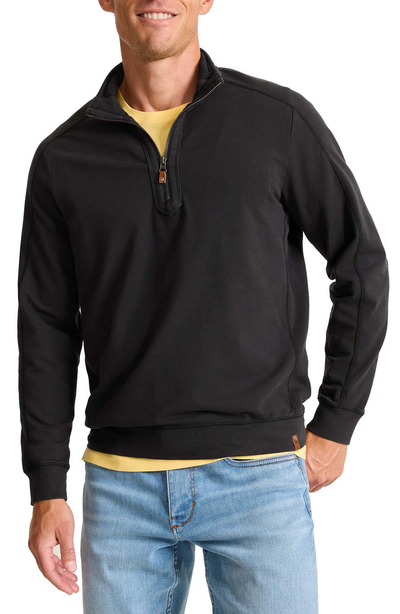 Tommy Bahama Ben & Terry Half Zip Sweatshirt, Main, color, Coal