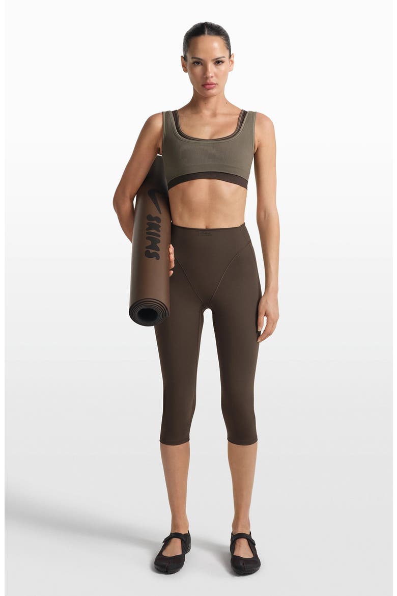 Ribbed Seamless Mico-Scoop Bra, Alternate, color, DUSTYOAKMOSS/ DUNE