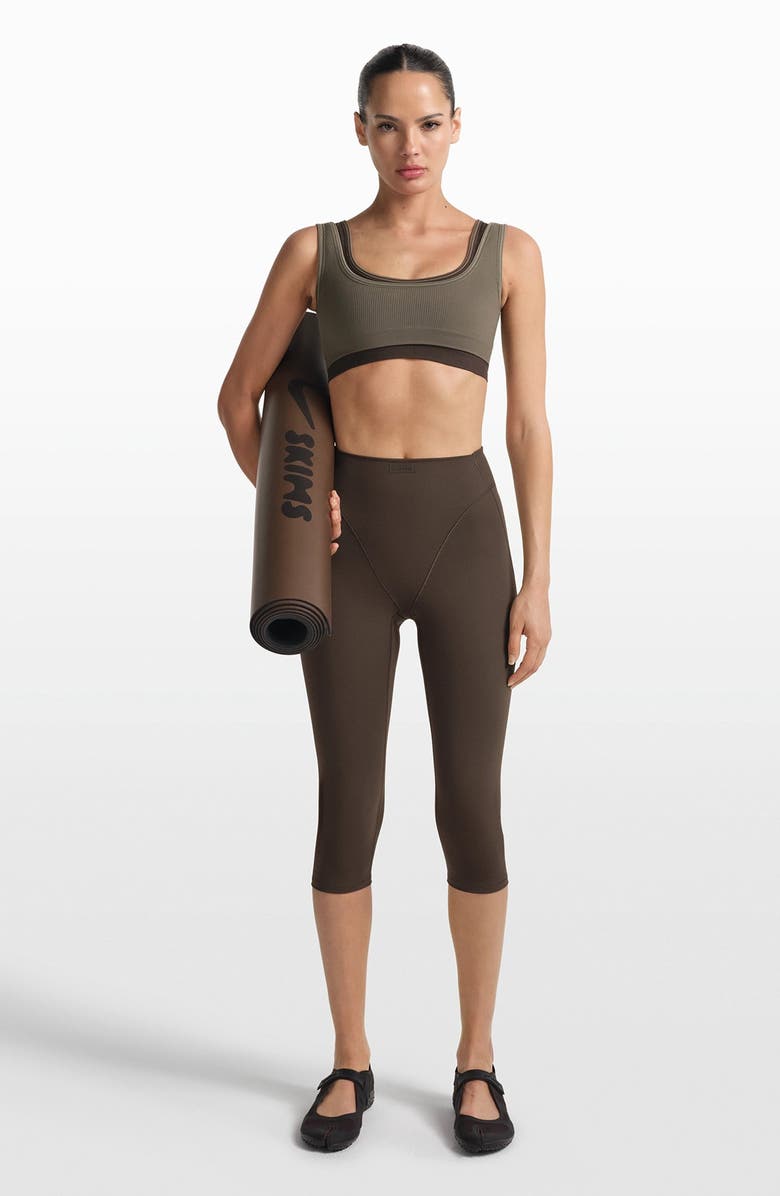 NikeSKIMS Ribbed Seamless Mico-Scoop Bra, Alternate, color, Dustyoakmoss/ Dune