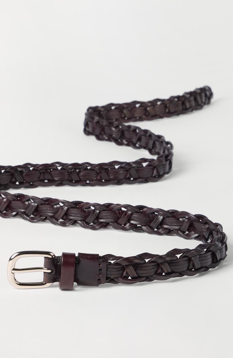 Brunello Cucinelli Braided leather belt, Alternate, color, Burgundy