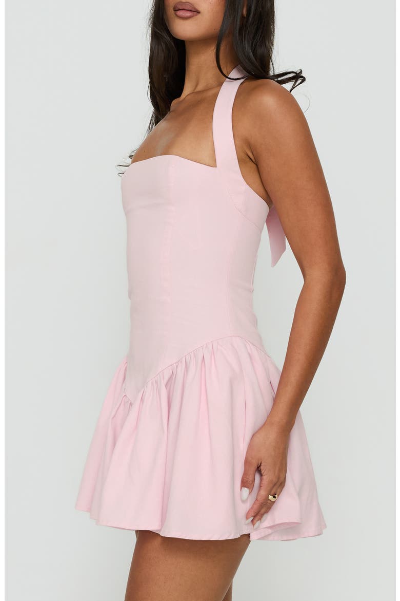 Esatora Halter Flare Minidress, Alternate, color, PINK