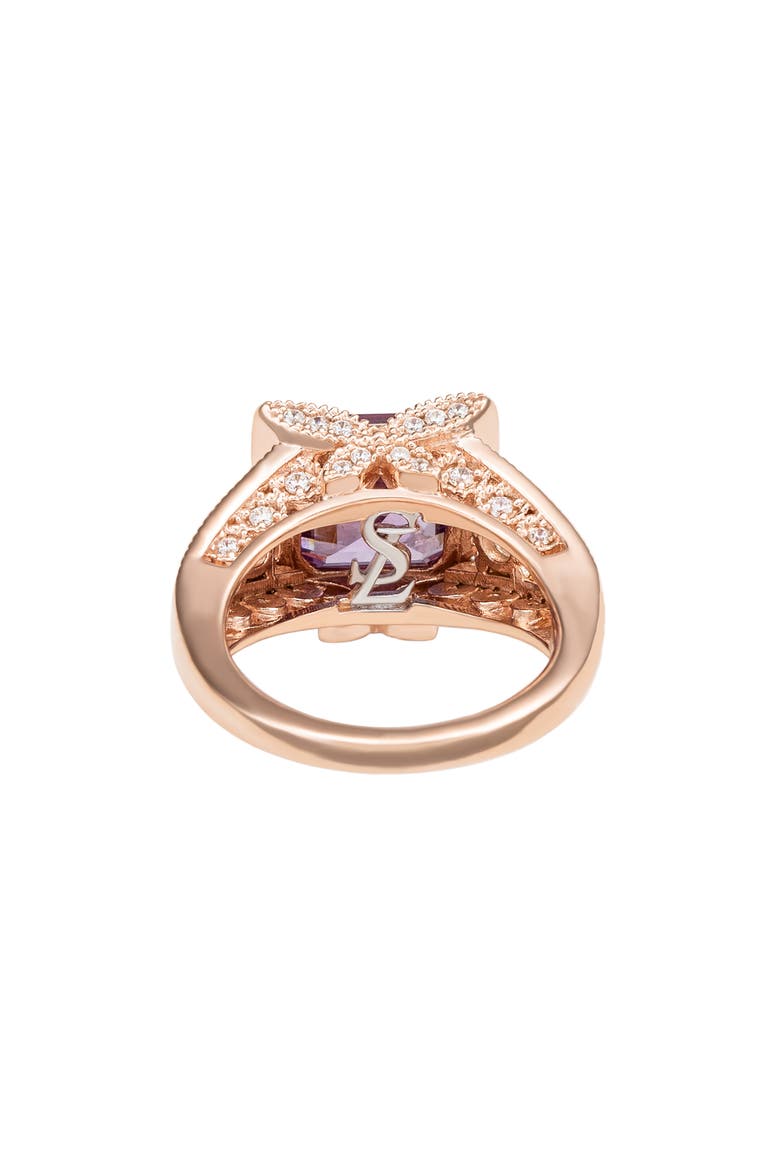 Asscher Cubic Zirconia Engagement Ring, Alternate, color, PURPLE