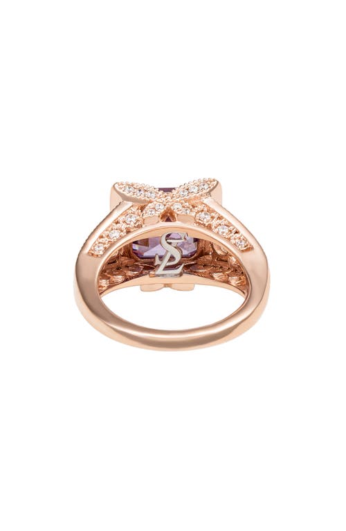 Suzy Levian Asscher Cubic Zirconia Engagement Ring In Gold