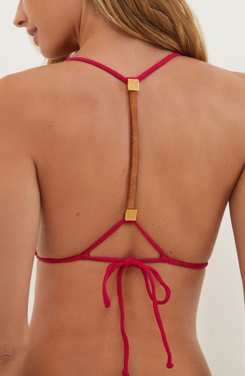 Shop Vix Swimwear Vix Paula Hermanny Firenze Aika T-back Beaded Triangle Bikini Top In Red