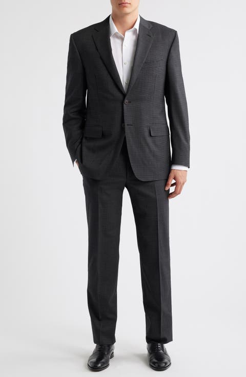 Siena Regular Fit Check Stretch Wool Suit (Regular & Big)