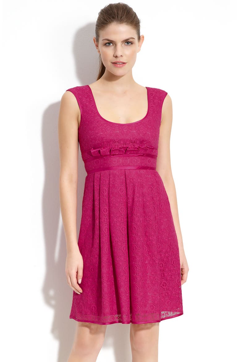Eyelet Overlay Dress, Main, color, HIBISCUS