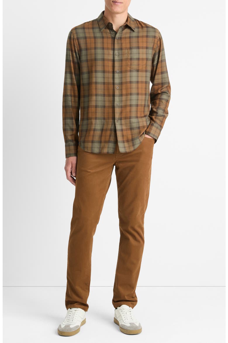 Castaic Plaid Button-Up Shirt, Alternate, color, SURPLUS OLIVE/VICUNA