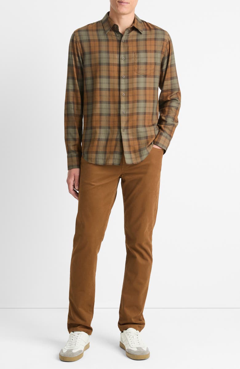 Vince Castaic Plaid Button-Up Shirt, Alternate, color, Surplus Olive/Vicuna