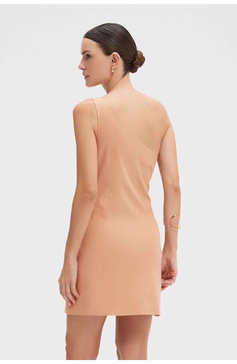 PatBO Tropic Linen One Shoulder Mini Dress, Alternate, color, Brown