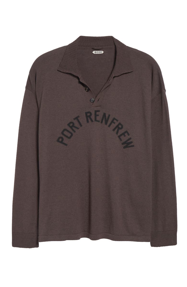 Bode Port Cotton & Merino Wool Polo, Alternate, color, Brown/ Black