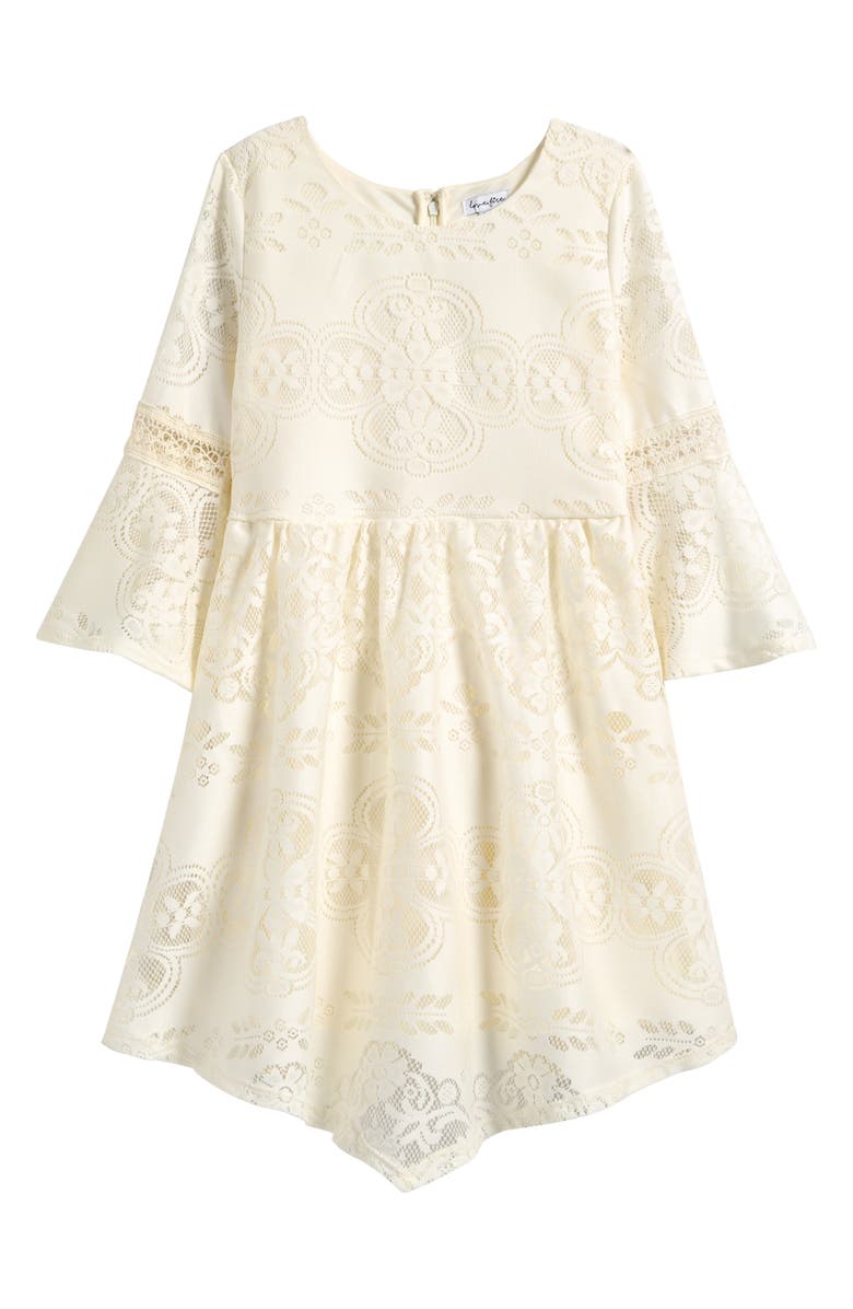 Love, Fire Kids' Lace Skater Dress, Main, color, Sour Cream
