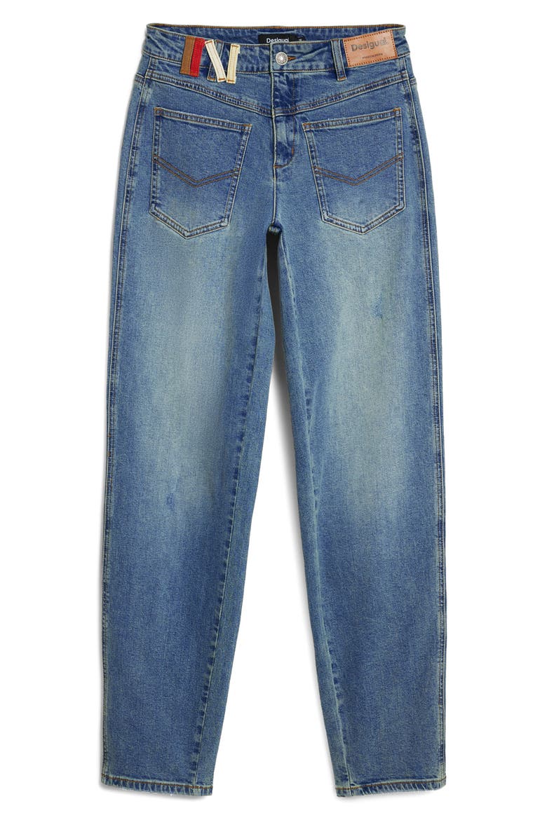 Barrel Leg Jeans, Alternate, color, MEDIUM BLUE