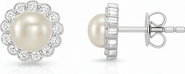 Donatello Gian Sterling Silver Pearl Halo Earrings