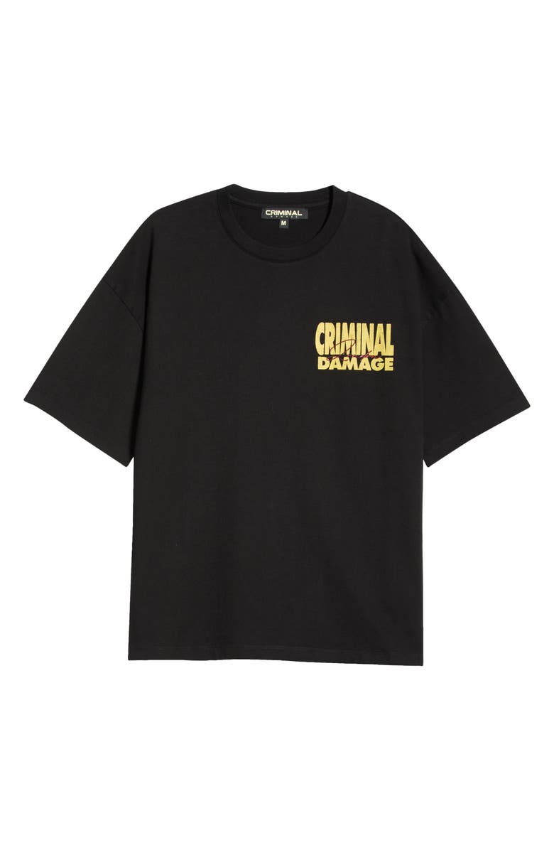 CRIMINAL DAMAGE Everything Must Go Graphic Cotton T-Shirt, Alternate, color, Black/ Yellow/ Red