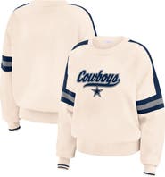 WEAR by Erin Andrews Women's WEAR by Erin Andrews  Cream Dallas Cowboys Stripe Pullover Sweater