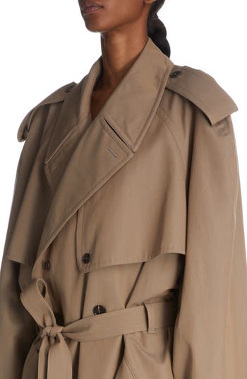 Balenciaga Oversize Wool & Cotton Gabardine Trench Coat
