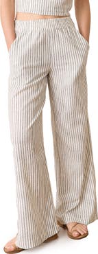 Marine Layer Allison Stripe Pull-On Wide Leg Hemp Blend Pants