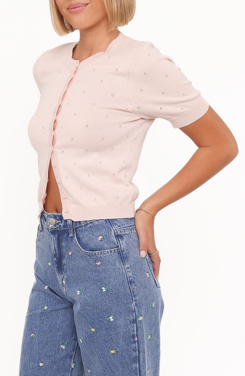 Petal & Pup Monae Pointelle Knit Button-Up Top, Alternate, color, Pink