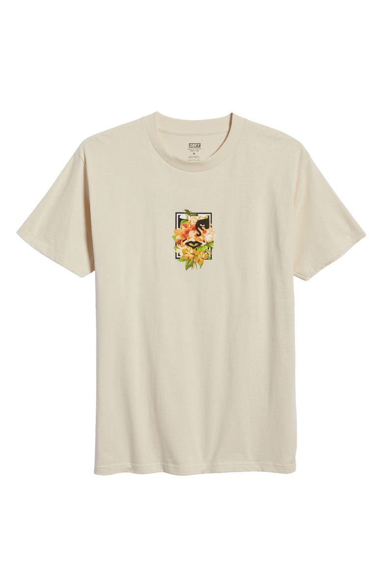 Obey Floral Icon Face Graphic Tee, Alternate, color, Cream