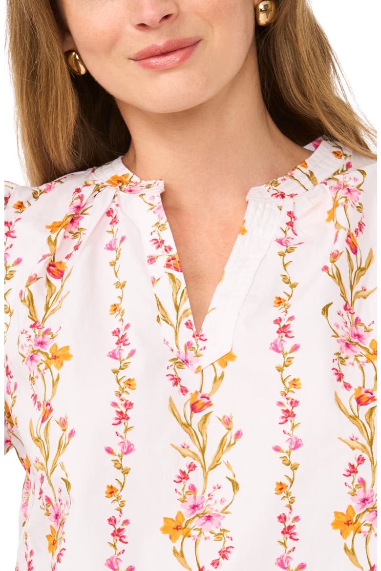 Floral Puff Sleeve Organdy Top, Alternate, color, PINK BLISS