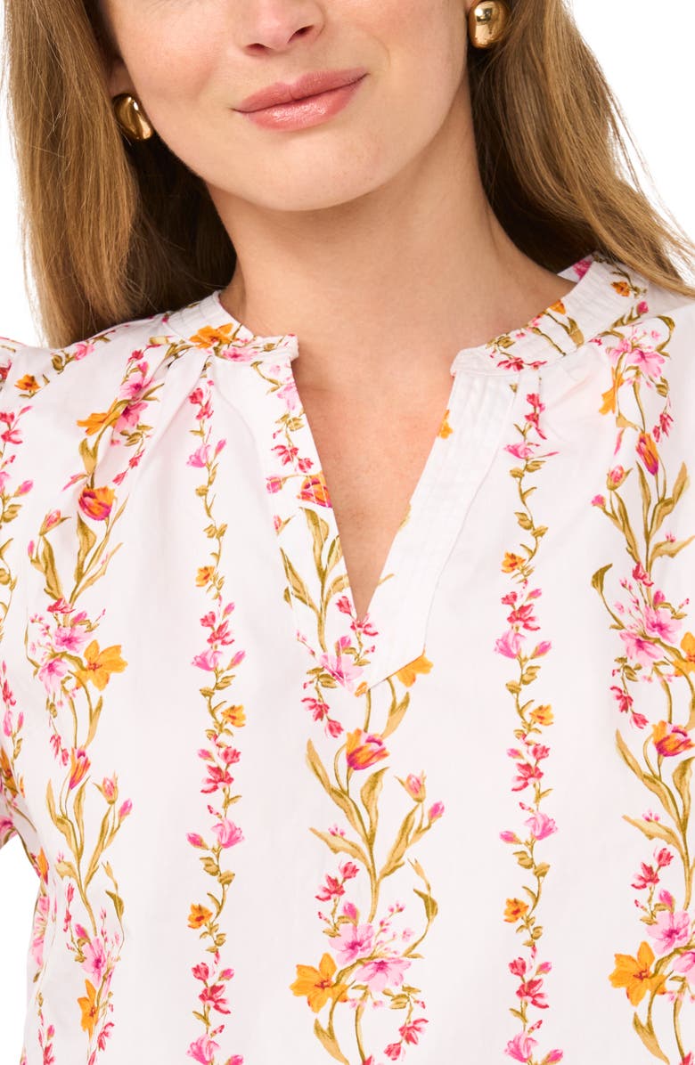 Vince Camuto Floral Puff Sleeve Organdy Top, Alternate, color, Pink Bliss