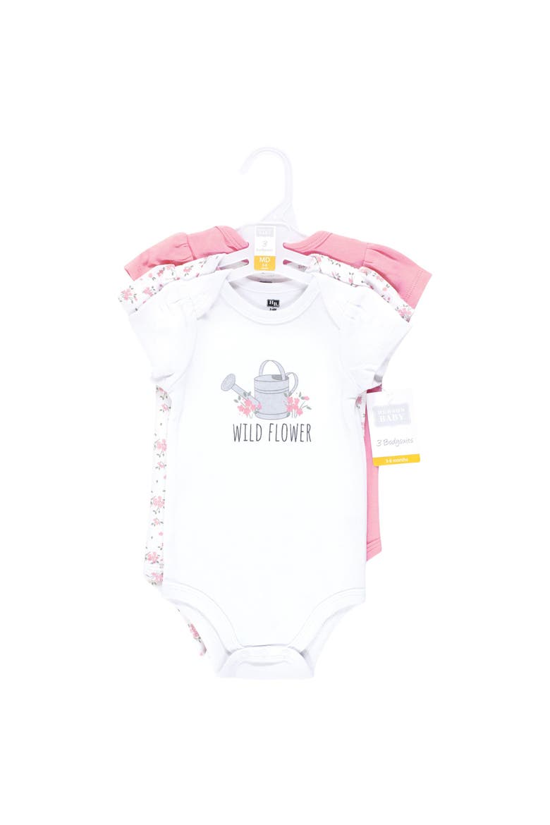 Essential Three-Piece Set of Cotton Bodysuits, Alternate, color, Wild Flower Garden